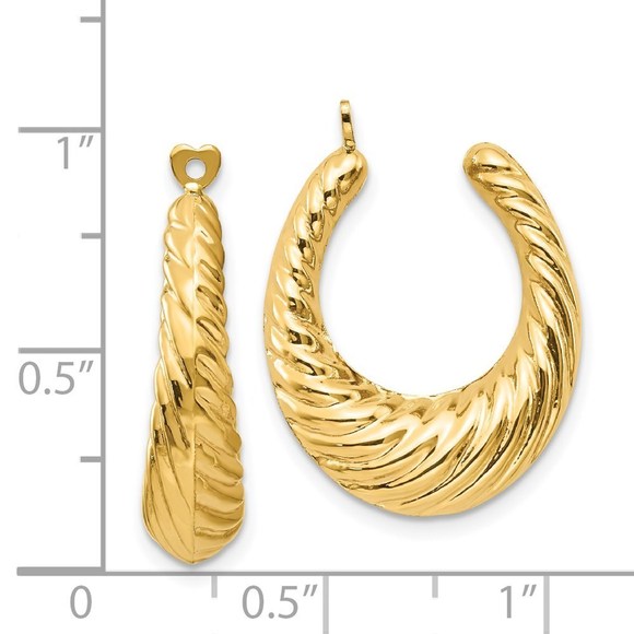 14k Polished Twisted Hollow Hoop Earring Jackets - Picture 2 of 4